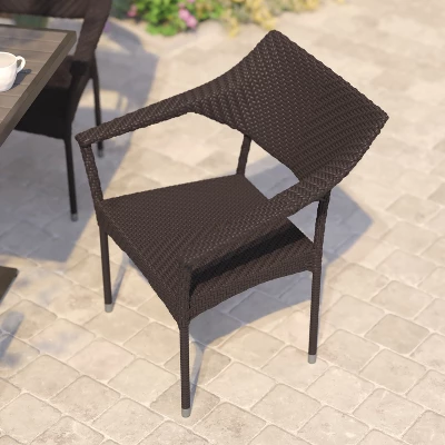 Flash Furniture Jace Set Of 2 Commercial Grade Stacking Patio Chairs, All Weather PE Rattan Wicker Patio Dining Chairs 6 Flash Furniture Jace Set Of 2 Commercial Grade Stacking Patio Chairs, All Weather PE Rattan Wicker Patio Dining Chairs - Image 4