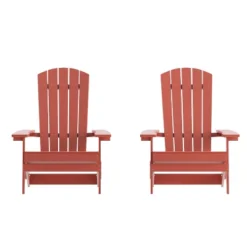 Flash Furniture Set Of 2 Charlestown All-Weather Poly Resin Folding Adirondack Chair -Flash Furniture GUEST c078e6e0 2a65 44c1 8c9e cc145b930bf3