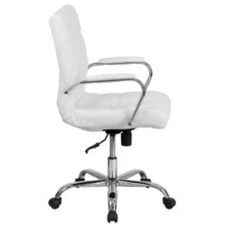 Flash Furniture Whitney Mid-Back White LeatherSoft Executive Swivel Office Chair With Chrome Frame And Arms - Set Of 4 -Flash Furniture GUEST c0999fc5 da28 4f9c b78c 8d68859b60e1