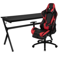 Flash Furniture Gaming Desk And Footrest Reclining Gaming Chair Set - Cup Holder/Headphone Hook/Removable Mouse Pad Top/Wire Management -Flash Furniture GUEST c0e2bfcb 80ee 40c3 972d a472f05e6cb1