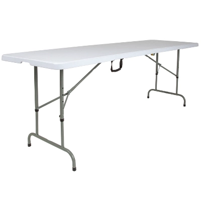 Flash Furniture 8-Foot Height Adjustable Bi-Fold Granite White Plastic Banquet And Event Folding Table With Carrying Handle 4 Flash Furniture 8-Foot Height Adjustable Bi-Fold Granite White Plastic Banquet And Event Folding Table With Carrying Handle - Image 2