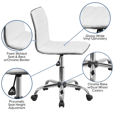 Flash Furniture 48" Wide Black Electric Height Adjustable Standing Desk With Designer Armless White Ribbed Swivel Task Office Chair 7 Flash Furniture 48" Wide Black Electric Height Adjustable Standing Desk With Designer Armless White Ribbed Swivel Task Office Chair - Image 5