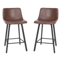 Flash Furniture Caleb Modern Armless 24 Inch Counter Height Stools Commercial Grade With Footrests And Matte Metal Frames, Set Of 2 -Flash Furniture GUEST c29b22ea cc82 41c8 948e 7d44bcab7dd2