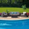 Flash Furniture 4 Piece Outdoor Faux Rattan Chair, Sofa And Table Set In Chocolate Brown -Flash Furniture GUEST c3c0d6e5 5e58 4a9b b1e3 ae8563b5094f