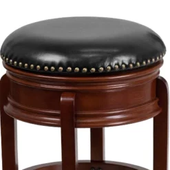 Flash Furniture 24'' High Backless Wood Counter Height Stool With Carved Apron And LeatherSoftSoft Swivel Seat -Flash Furniture GUEST c44d43d6 2591 49cd a3bd b1c466c8db1e