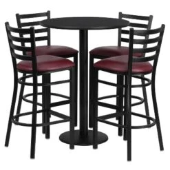 Flash Furniture 30'' Round Laminate Table Set With Round Base And 4 Ladder Back Metal Barstools -Flash Furniture GUEST c49e2e62 be68 473a 96b3 8c1050b4db2b