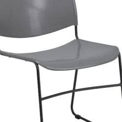 Flash Furniture HERCULES Series 880 Lb. Capacity Gray Ultra-Compact Stack Chair With Black Powder Coated Frame -Flash Furniture GUEST c5ea2c1a 4f27 4fe9 b5c9 419daf43d89f