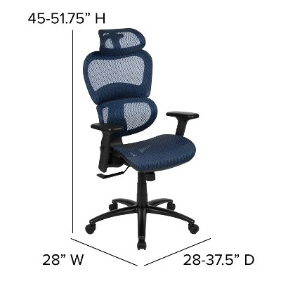 Flash Furniture Ergonomic Mesh Office Chair With 2-to-1 Synchro-Tilt, Adjustable Headrest, Lumbar Support, And Adjustable Pivot Arms 7 Flash Furniture Ergonomic Mesh Office Chair With 2-to-1 Synchro-Tilt, Adjustable Headrest, Lumbar Support, And Adjustable Pivot Arms - Image 5