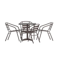 Flash Furniture Lila 27.5'' Square Aluminum Indoor-Outdoor Table Set With 4 Slat Back Chairs -Flash Furniture GUEST c61563dd 4f15 4061 af06 d81d9cd4665e