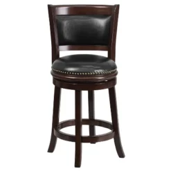 Flash Furniture 24'' High Cappuccino Wood Counter Height Stool With Panel Back And Black LeatherSoft Swivel Seat -Flash Furniture GUEST c62ad286 5ff1 480b aa48 00f975c6acd9