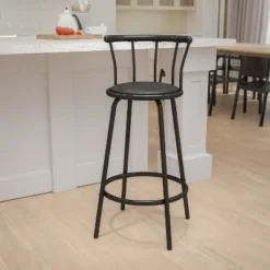 Flash Furniture Crown Back Black Metal Barstool With Black Vinyl Swivel Seat -Flash Furniture GUEST c646cab9 e602 4291 9387 4bae2b59c906