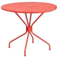 Flash Furniture Oia Commercial Grade 35.25" Round Indoor-Outdoor Steel Patio Table With Umbrella Hole -Flash Furniture GUEST c6c002ff c654 4595 8e8b a3bc607b6b37