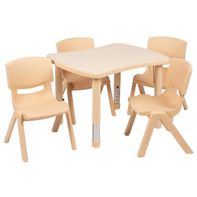 Flash Furniture 21.875"W X 26.625"L Rectangular Plastic Height Adjustable Activity Table Set With 4 Chairs 11 Flash Furniture 21.875"W X 26.625"L Rectangular Plastic Height Adjustable Activity Table Set With 4 Chairs - Image 9
