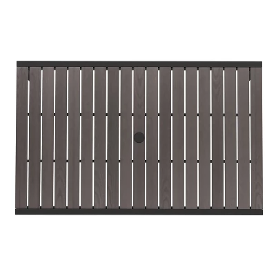 Flash Furniture Lark Outdoor Dining Table With Synthetic Gray Wash Teak Poly Slats - 30" X 48" Steel Framed Restaurant Table With Umbrella Holder Hole 8 Flash Furniture Lark Outdoor Dining Table With Synthetic Gray Wash Teak Poly Slats - 30" X 48" Steel Framed Restaurant Table With Umbrella Holder Hole - Image 6