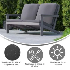 Flash Furniture Charlestown All-Weather Poly Resin Wood Adirondack Style Deep Seat Patio Loveseat With Cushions 17 Flash Furniture Charlestown All-Weather Poly Resin Wood Adirondack Style Deep Seat Patio Loveseat With Cushions -Flash Furniture GUEST ca026f7d 4ff8 4282 9b0f 1e1acfead336