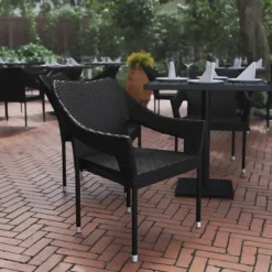 Flash Furniture Ethan Set Of 4 Commercial Grade Stacking Patio Chairs, All Weather PE Rattan Wicker Patio Dining Chairs -Flash Furniture GUEST ca61621a 14b9 4bc8 ac26 c84a3cc9ce13 2