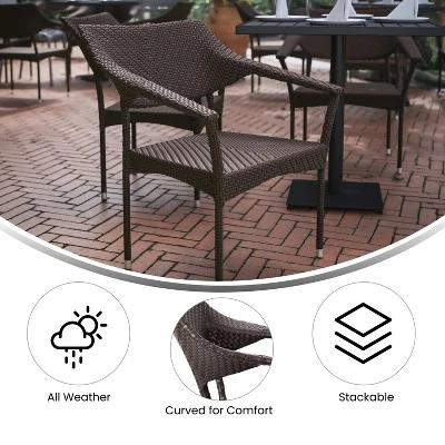 Flash Furniture Jace Set Of 2 Commercial Grade Stacking Patio Chairs, All Weather PE Rattan Wicker Patio Dining Chairs 7 Flash Furniture Jace Set Of 2 Commercial Grade Stacking Patio Chairs, All Weather PE Rattan Wicker Patio Dining Chairs - Image 5