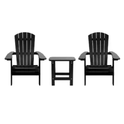 Flash Furniture 2 Pack Charlestown All-Weather Poly Resin Folding Adirondack Chairs With Side Table -Flash Furniture GUEST cc3316e1 3b99 4df7 a4bd 45b25f9b35ad