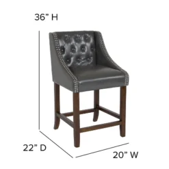 Flash Furniture Carmel Series 24" High Transitional Tufted Walnut Counter Height Stool With Accent Nail Trim -Flash Furniture GUEST cc51877d 9187 4bee 85d0 76309f0a418e