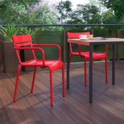 Flash Furniture Nash Commercial Grade Steel Indoor-Outdoor Stackable Chair With 2 Slats And Arms -Flash Furniture GUEST cd779dec 9fe2 4bde 8acd 39f5ad842a1d