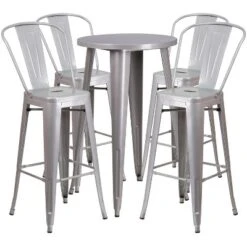 Flash Furniture Commercial Grade 24" Round Metal Indoor-Outdoor Bar Table Set With 4 Cafe Stools -Flash Furniture GUEST cd9f2442 f249 4427 a2cd 24e1a04a6f7d