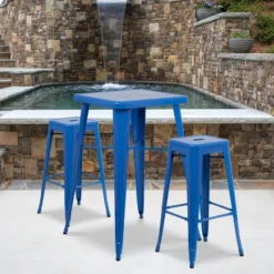 Flash Furniture Commercial Grade 23.75" Square Metal Indoor-Outdoor Bar Table Set With 2 Square Seat Backless Stools 23 Flash Furniture Commercial Grade 23.75" Square Metal Indoor-Outdoor Bar Table Set With 2 Square Seat Backless Stools -Flash Furniture GUEST cde44351 eee3 4043 87ec d2e06e2f6784