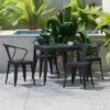 Flash Furniture All-Weather Resin Top Square Table & 4 Metal Chairs With Poly Resin Seats-Black 1 Flash Furniture All-Weather Resin Top Square Table & 4 Metal Chairs With Poly Resin Seats-Black -Flash Furniture GUEST ce20e0ed 145c 4b1b 8dd6 eae41109a5bb