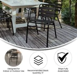 Flash Furniture Lila Aluminum Commercial Indoor-Outdoor Armless Restaurant Stack Chair With Triple Slat Back -Flash Furniture GUEST ceb58226 3bb1 46c4 b5ff 61cbee28b531