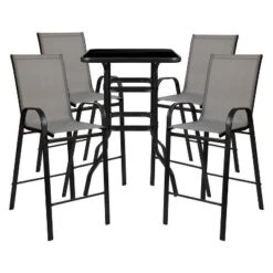 Flash Furniture Outdoor Dining Set - 4-Person Bistro Set - Outdoor Glass Bar Table With All-Weather Patio Stools -Flash Furniture GUEST cecae929 9560 4411 94d8 815e3e370c3a