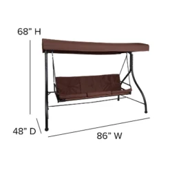 Flash Furniture Tellis 3-Seat Outdoor Steel Converting Patio Swing Canopy Hammock With Cushions / Outdoor Swing Bed -Flash Furniture GUEST cef839d9 3f3a 41ae a813 910235c0d65b