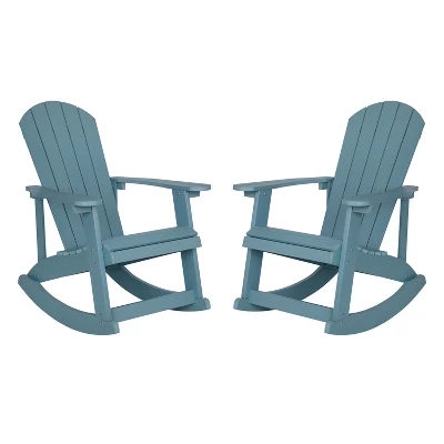 Flash Furniture Savannah All-Weather Poly Resin Wood Adirondack Rocking Chair With Rust Resistant Stainless Steel Hardware - Set Of 2 12 Flash Furniture Savannah All-Weather Poly Resin Wood Adirondack Rocking Chair With Rust Resistant Stainless Steel Hardware - Set Of 2 - Image 10