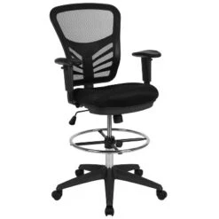Flash Furniture Mid-Back Mesh Ergonomic Drafting Chair With Adjustable Chrome Foot Ring, Adjustable Arms -Flash Furniture GUEST cf974d7d 9718 4cc3 8d15 4e9876c8afaa