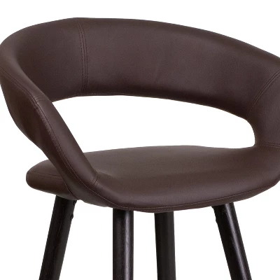 Flash Furniture Brynn Series 29'' High Contemporary Vinyl Rounded Back Barstool With Cappuccino Wood Frame 7 Flash Furniture Brynn Series 29'' High Contemporary Vinyl Rounded Back Barstool With Cappuccino Wood Frame - Image 5