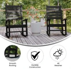Flash Furniture Manchester Set Of 2 Contemporary Rocking Chairs, All-Weather HDPE Indoor/Outdoor Rockers -Flash Furniture GUEST d06cc951 26f8 4d34 8844 57a38bcb86d4