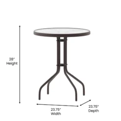 Flash Furniture Lila 23.75'' Round Glass Metal Table With 2 Metal Aluminum Slat Stack Chairs -Flash Furniture GUEST d0fd63f9 456d 4f55 ad1f a3f40b0e8f88