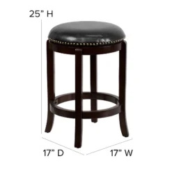 Flash Furniture 24'' High Backless Wood Counter Height Stool With LeatherSoft Swivel Seat -Flash Furniture GUEST d16fa711 921e 4dda a675 290362b49dab