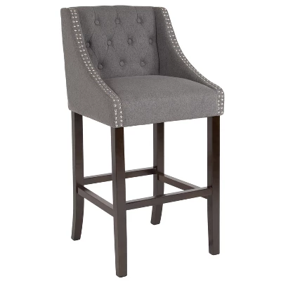 Flash Furniture Carmel Series 30" High Transitional Tufted Walnut Barstool With Accent Nail Trim 13 Flash Furniture Carmel Series 30" High Transitional Tufted Walnut Barstool With Accent Nail Trim - Image 11