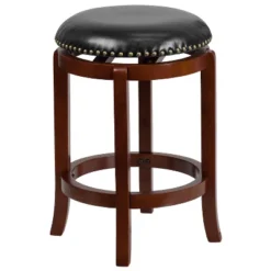 Flash Furniture 24'' High Backless Wood Counter Height Stool With LeatherSoft Swivel Seat -Flash Furniture GUEST d1ccd0fa caae 4979 8ed0 8b7b7eff766f