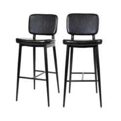 Flash Furniture Kenzie Commercial Grade Mid-Back Barstools - LeatherSoft Upholstery - Iron Frame With Integrated Footrest - Set Of 2 -Flash Furniture GUEST d1e67e7a 6fc3 4694 b182 8b0dc4ca71fa