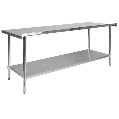 Flash Furniture Stainless Steel 18 Gauge Prep And Work Table With 1.5" Backsplash And Undershelf, NSF 7 Flash Furniture Stainless Steel 18 Gauge Prep And Work Table With 1.5" Backsplash And Undershelf, NSF - Image 5
