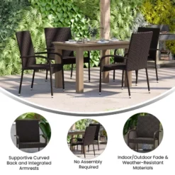 Flash Furniture Maxim Indoor/Outdoor Wicker Dining Chairs With Fade & Weather-Resistant Steel Frames For Patio And Deck 19 Flash Furniture Maxim Indoor/Outdoor Wicker Dining Chairs With Fade & Weather-Resistant Steel Frames For Patio And Deck -Flash Furniture GUEST d2b517fb 4249 418b 91a4 e739f62795ce