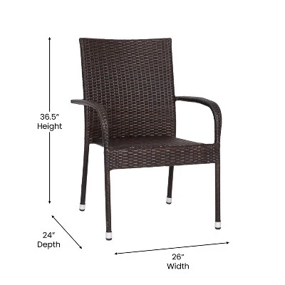 Flash Furniture Maxim Indoor/Outdoor Wicker Dining Chairs With Fade & Weather-Resistant Steel Frames For Patio And Deck 8 Flash Furniture Maxim Indoor/Outdoor Wicker Dining Chairs With Fade & Weather-Resistant Steel Frames For Patio And Deck - Image 6