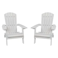 Flash Furniture Set Of 2 Charlestown All-Weather Poly Resin Folding Adirondack Chair -Flash Furniture GUEST d3ed5437 c976 4c7e b373 68c68779dffd