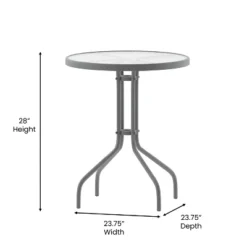Flash Furniture Bellamy 23.75'' Silver Round Tempered Glass Metal Table -Flash Furniture GUEST d520e914 c593 4047 83e2 13d11dba8983