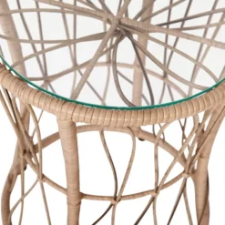 Flash Furniture Devon 3-Piece Indoor/Outdoor Bistro Set, Papasan Style Rattan Rope Chairs, Glass Top Side Table & Cushions -Flash Furniture GUEST d5b8ffd2 4c62 4611 a90a 333ae727b5b4