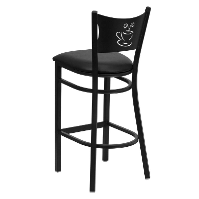 Flash Furniture Black Coffee Back Metal Restaurant Barstool 4 Flash Furniture Black Coffee Back Metal Restaurant Barstool - Image 2
