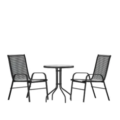 Flash Furniture 3 Piece Outdoor Patio Dining Set - Tempered Glass Patio Table, 2 Flex Comfort Stack Chairs -Flash Furniture GUEST d7219a70 02c9 4629 adca 187f5ba9a215