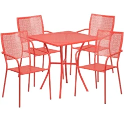 Flash Furniture Oia Commercial Grade 28" Square Indoor-Outdoor Steel Patio Table Set With 4 Square Back Chairs 14 Flash Furniture Oia Commercial Grade 28" Square Indoor-Outdoor Steel Patio Table Set With 4 Square Back Chairs -Flash Furniture GUEST d7561426 fd54 42b3 93e9 638646e0bcdc