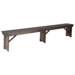 Flash Furniture HERCULES Series 8' X 12'' Solid Pine Folding Farm Bench With 3 Legs -Flash Furniture GUEST d7d1bed4 a9cf 4e4a b376 a15ebec39177