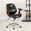 Flash Furniture Tansia Mid-Back Black LeatherSoft Executive Ergonomic Wood Swivel Office Chair With Arms -Flash Furniture GUEST d94bb76c 46e9 4217 a70f 5c7edfbce981